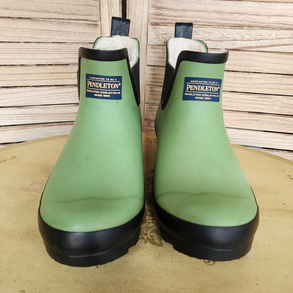 Pendleton Sz 10 Green Rubber Ankle Rain Boots Chelsea Waterproof Spring Pastel
